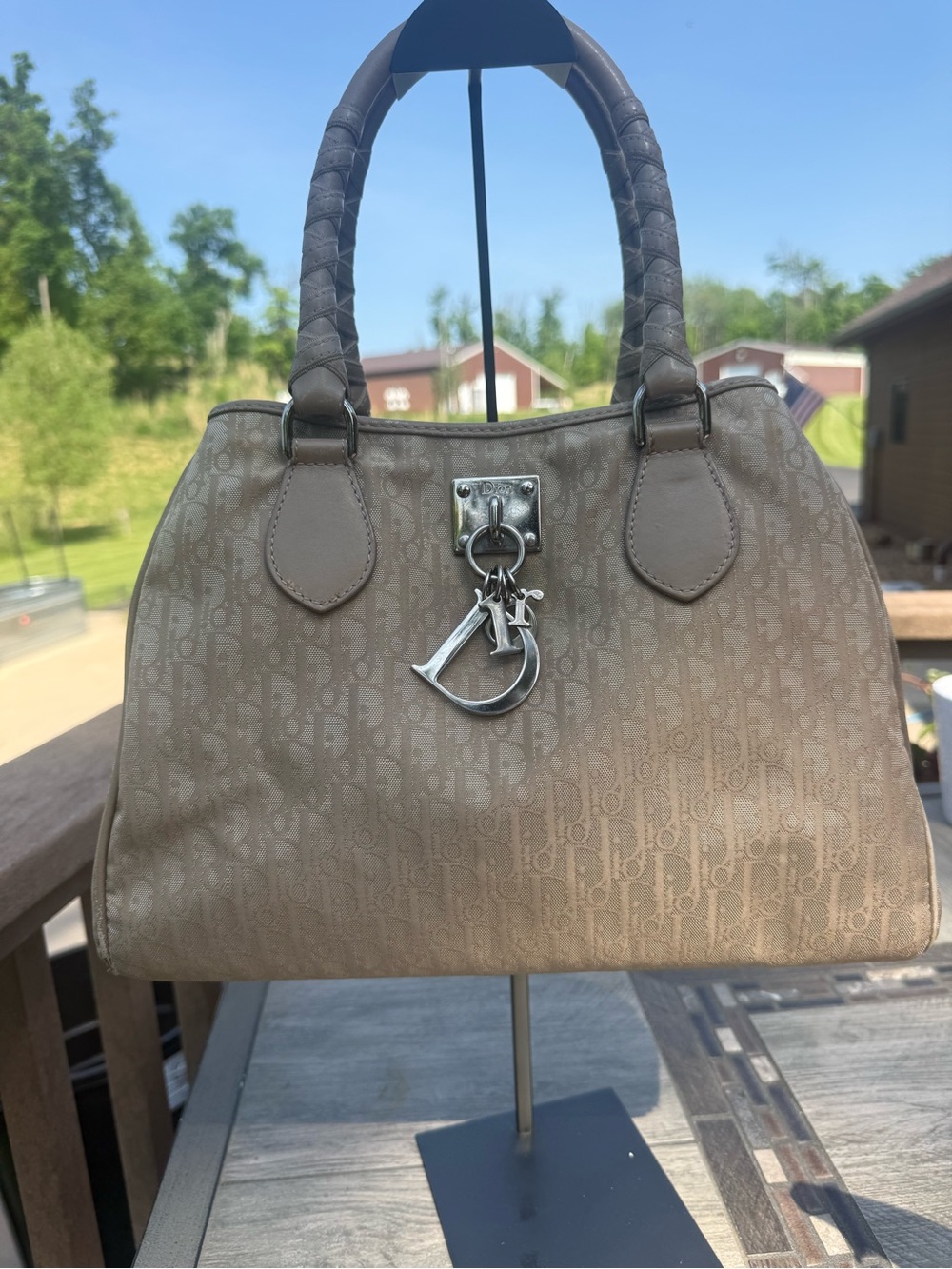 GUC vintage Christian Dior Lovely Tote Beige Silver Hardware Bag